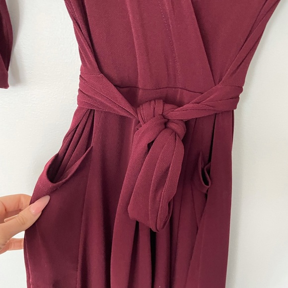 ASOS Burgundy Wrap Dress with Pockets - Picture 2 of 7